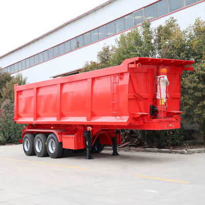 40cbm 60 Cubic Meter Electric Energy Tractor Hydraulic End Rear Tipper Dump Semi Trailer