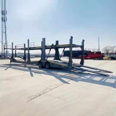 Medium Duty 2 Axles Single Wheeler Transport SUV Skeleton Flatbed Self Dump Tipping Car Carrier Truck Semi Trailer