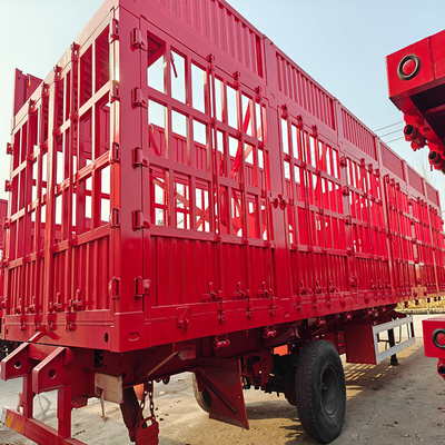 Leaf Spring Suspension 3 Axles Cargo Transporting Flatbed Side Fence Semi Truck Trailer