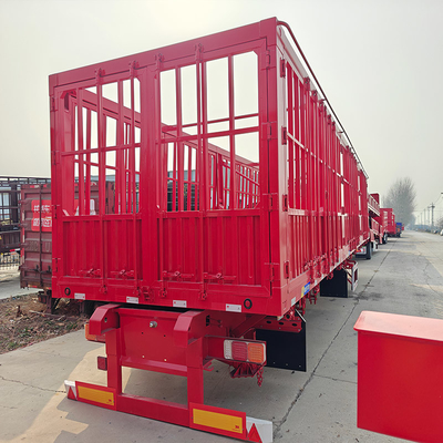 Leaf Spring Suspension 3 Axles Cargo Transporting Flatbed Side Fence Semi Truck Trailer