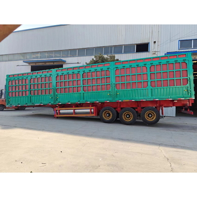High Strength Rail Cargo Animal Transportation 3 Axles Fence Semi Trailer