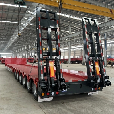 BPW/Fuwa 3.5m Gooseneck Tri Axles 4 Axle 70 80ton Low Deck Lowbed Semi Trailers for Machinery