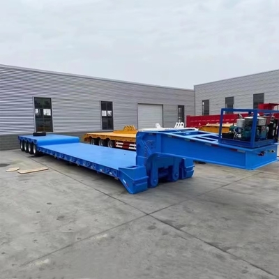BPW/Fuwa 3.5m Gooseneck Tri Axles 4 Axle 70 80ton Low Deck Lowbed Semi Trailers for Machinery