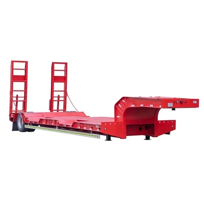 4 Axles Steel Low Bed Semi Trailer for 80 T 120 T Lowboy Gooseneck Truck Trailer