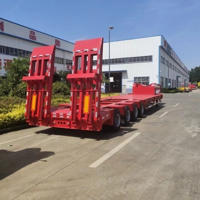 4 Axles Steel Low Bed Semi Trailer for 80 T 120 T Lowboy Gooseneck Truck Trailer