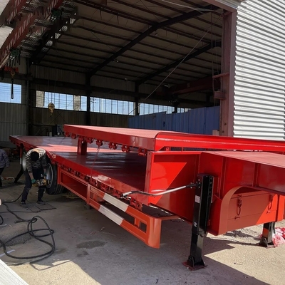 4 Axles Steel Low Bed Semi Trailer for 80 T 120 T Lowboy Gooseneck Truck Trailer