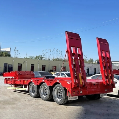 4 Axles Steel Low Bed Semi Trailer for 80 T 120 T Lowboy Gooseneck Truck Trailer