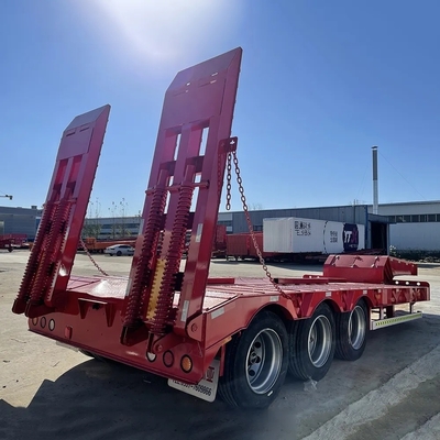4 Axles Steel Low Bed Semi Trailer for 80 T 120 T Lowboy Gooseneck Truck Trailer